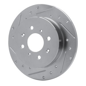 Acura EL Brake Rotor (1) - Rear Left - R1 Concepts - Drilled & Slotted - Silver - `01-`05